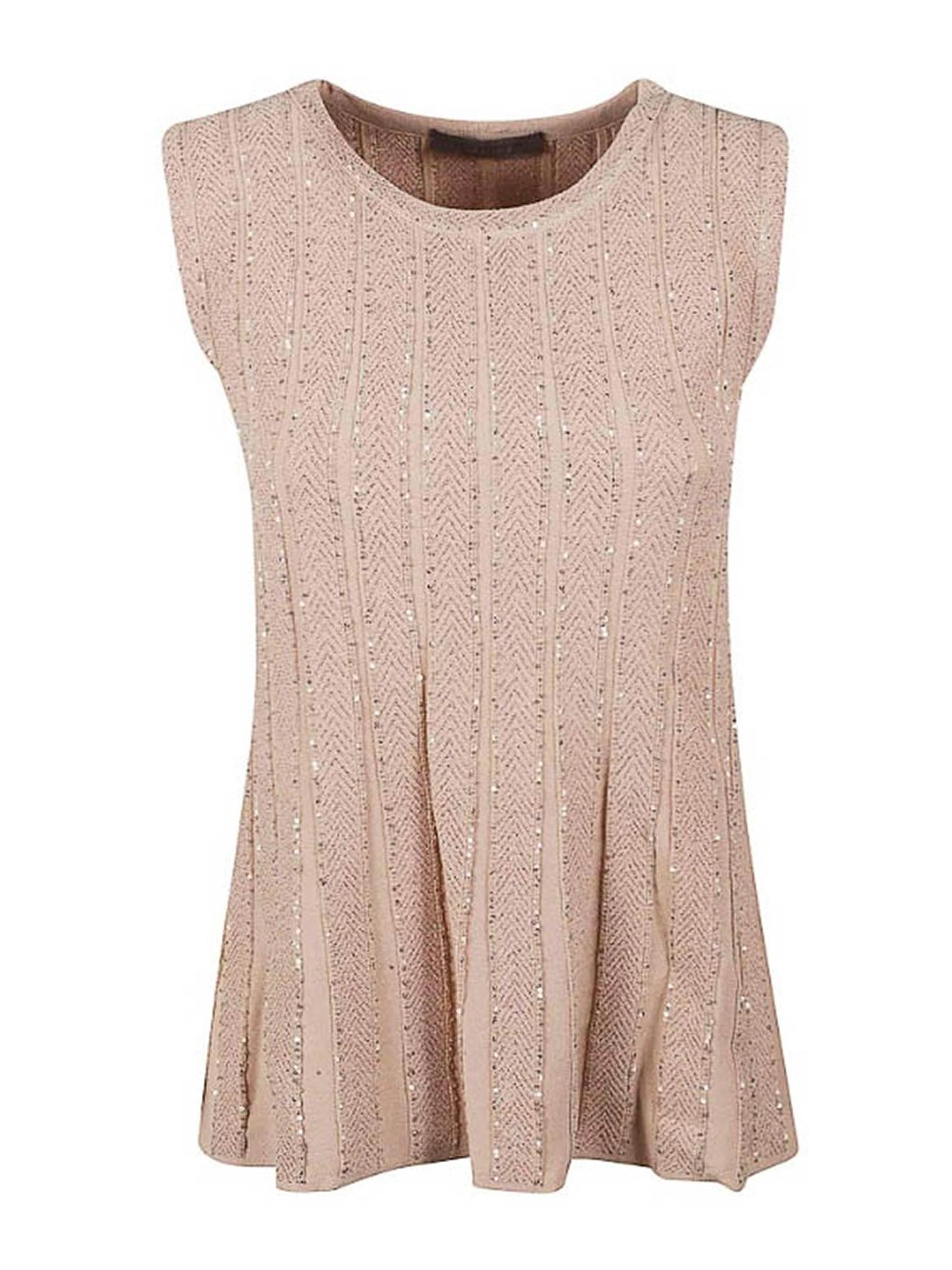 D Exterior D.exterior Sleeveless Crew Neck In Neutral