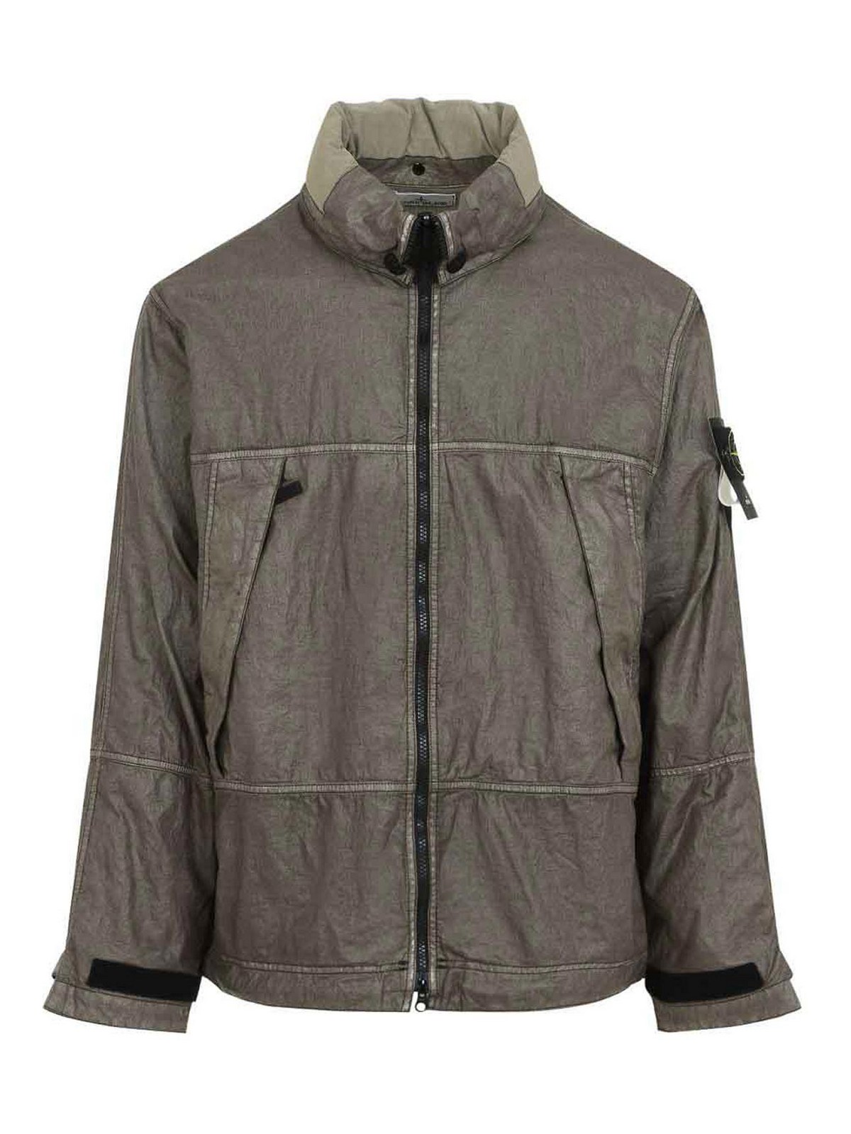 Stone Island Logo Patch Zip-up Jacket In Multi
