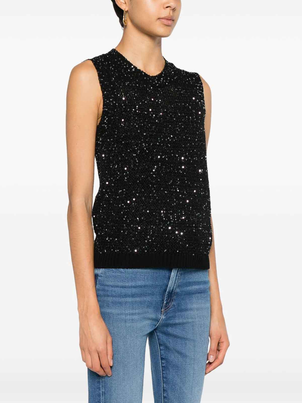 Golden Goose Knitted Vest With Sequins Embell In Black