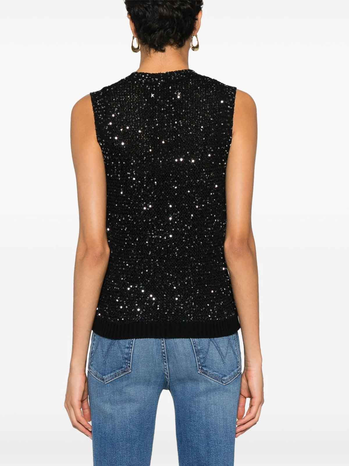 Golden Goose Knitted Vest With Sequins Embell In Black