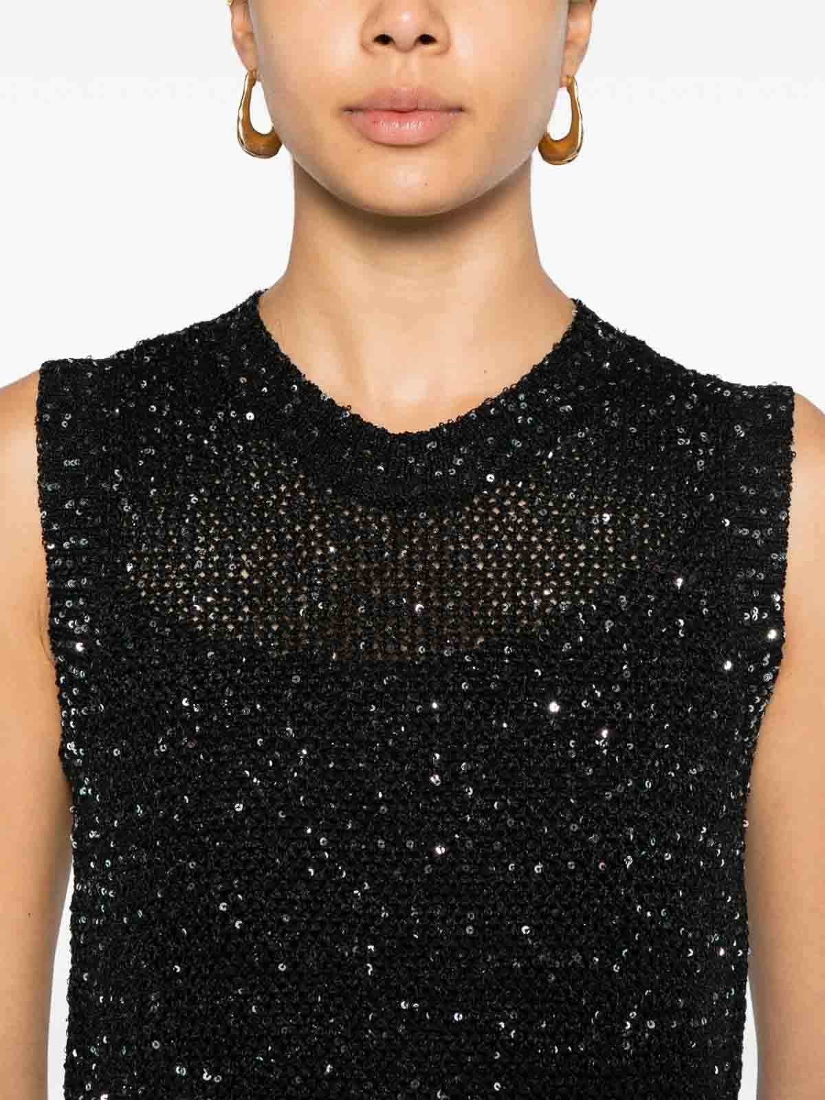 Golden Goose Knitted Vest With Sequins Embell In Black