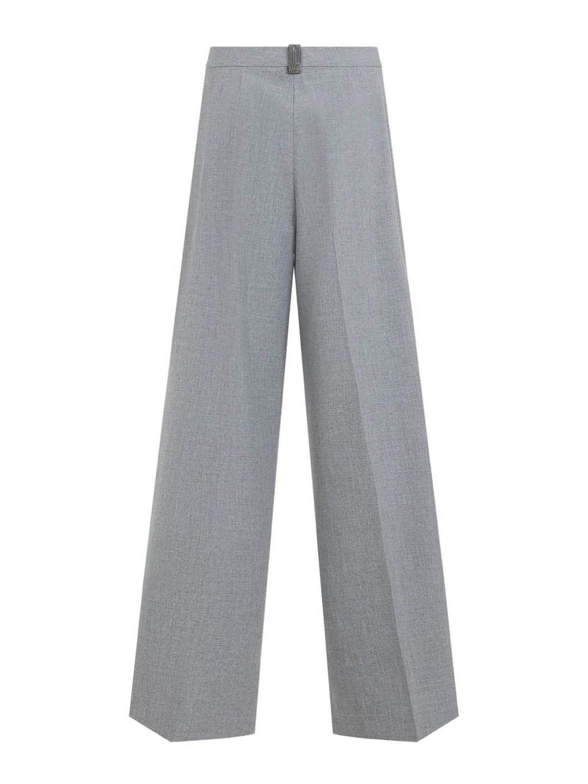 Fabiana Filippi Wide-leg Trousers With Clean Waistband And Subtle Pleats In Gray