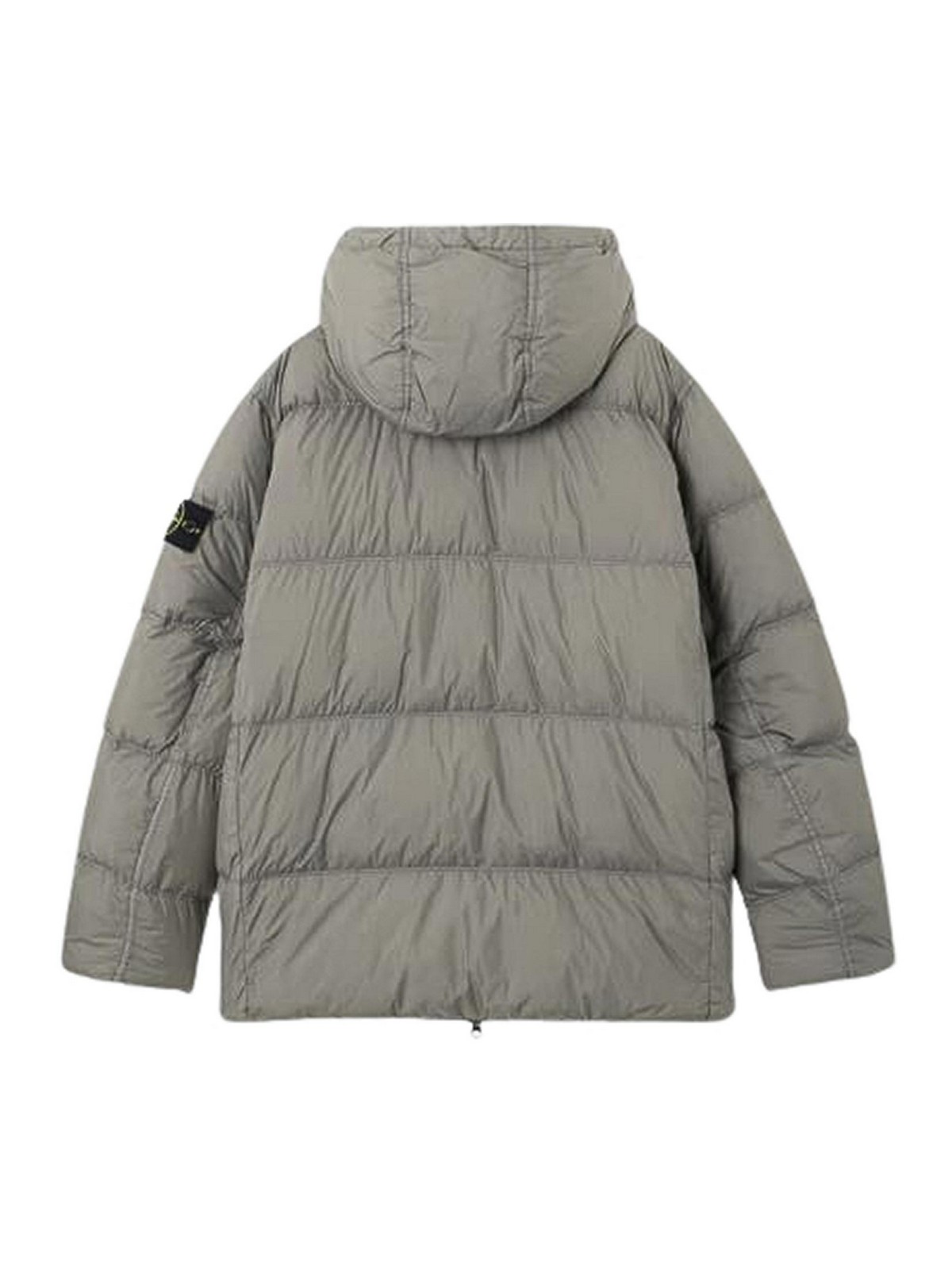 Stone Island Logo Patch Zip-up Hooded Jacket In Brown