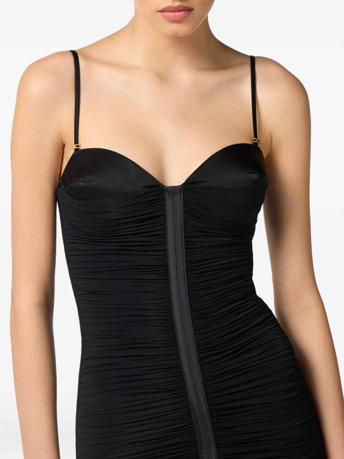 Elisabetta Franchi Fitted Evening Dress With Ruched Detailing In Black