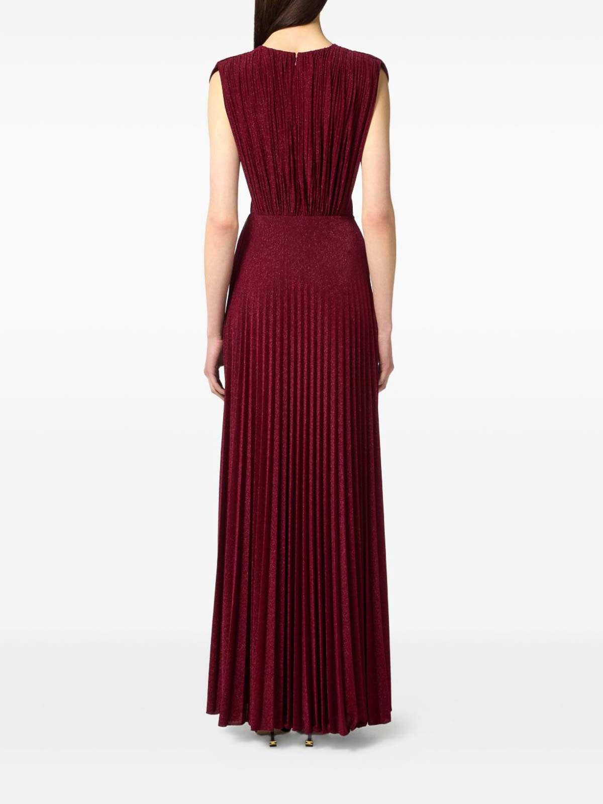 Elisabetta Franchi Burgundy Evening Dress With Deep V-neckbodice In Burgundy