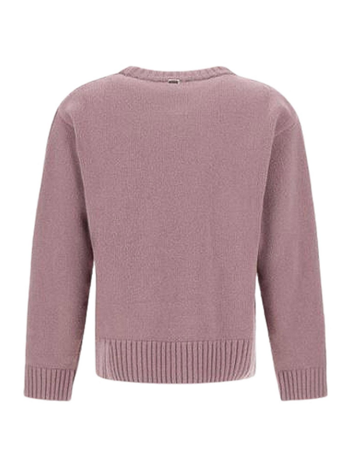 Herno Crew Neck Long Sleeve Sweater In Pink