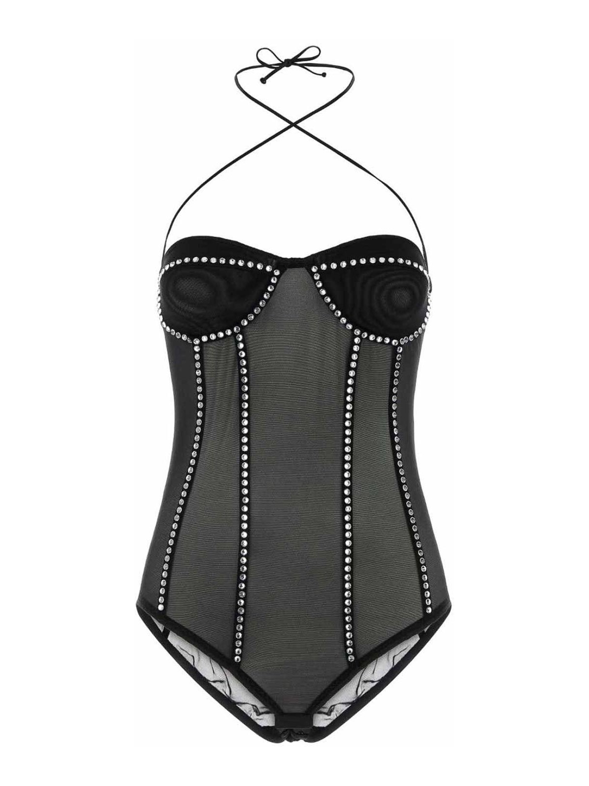 Oseree Gem-embellished Bodysuit In Black