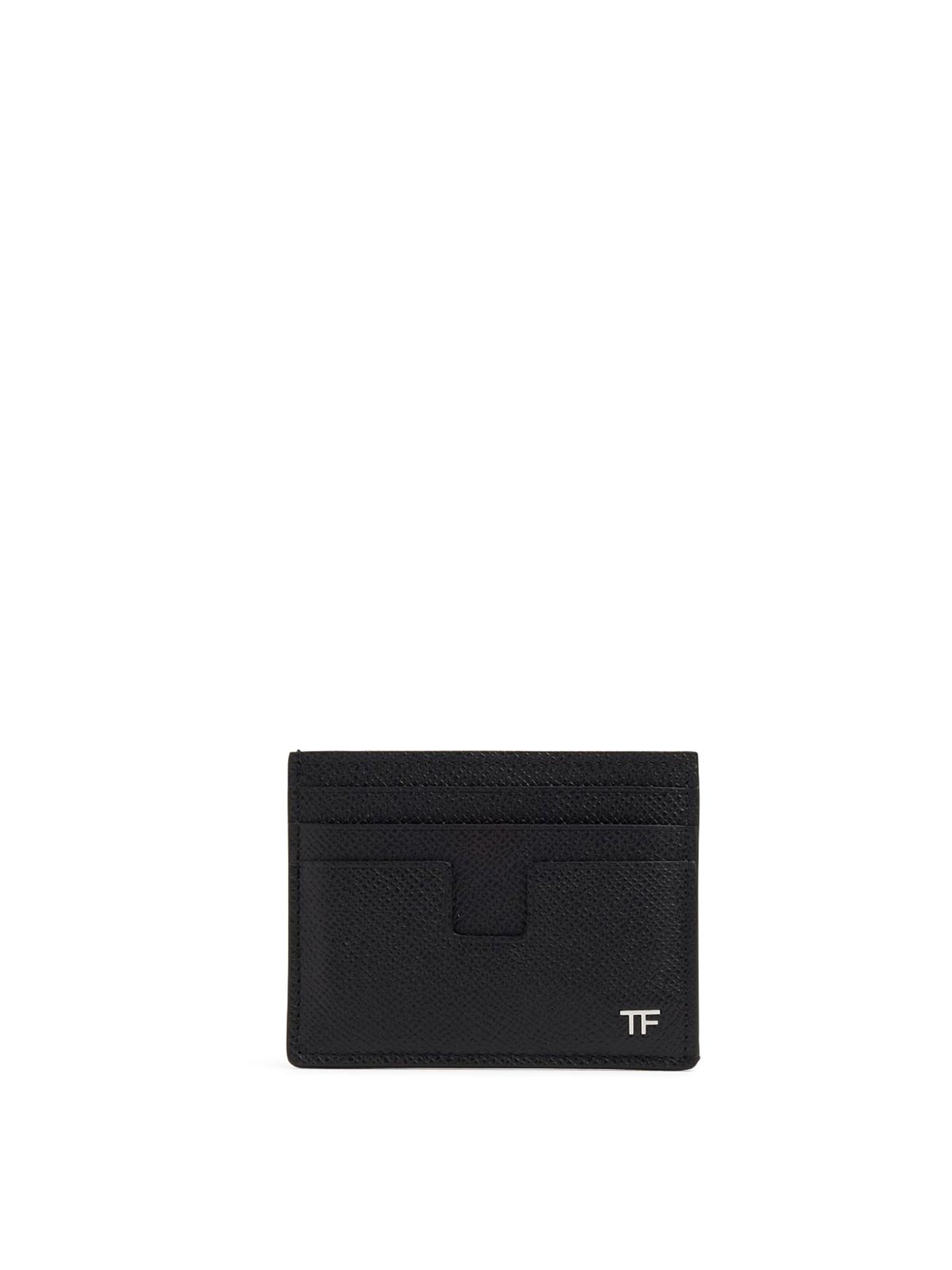 Tom Ford Logo-plaque Leather Cardholder In Black