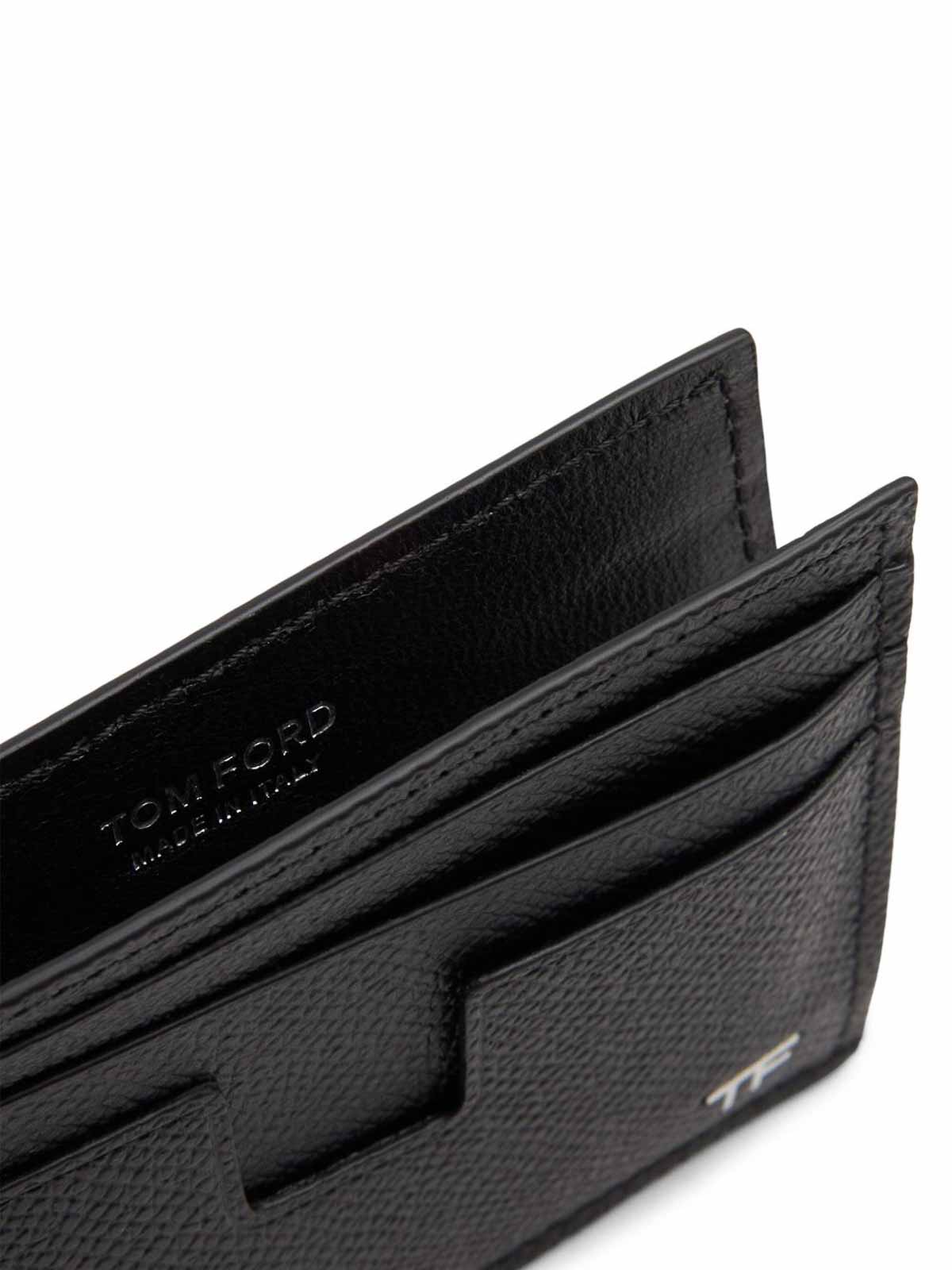 Tom Ford Logo-plaque Leather Cardholder In Black