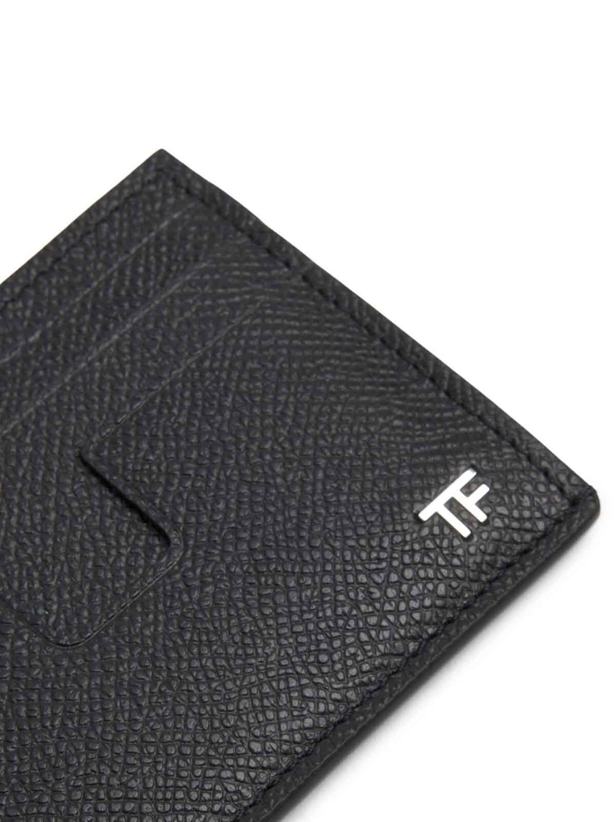 Tom Ford Logo-plaque Leather Cardholder In Black