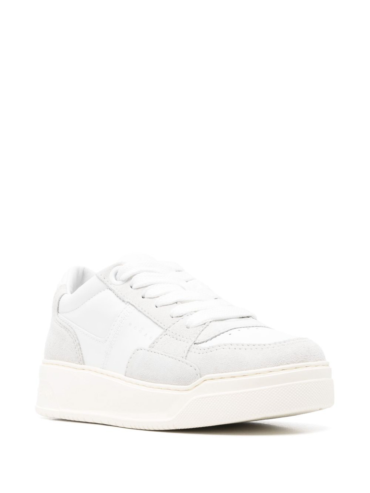 Hogan Perforated Toe Rubber Sole Suede Panels Sneakers In White