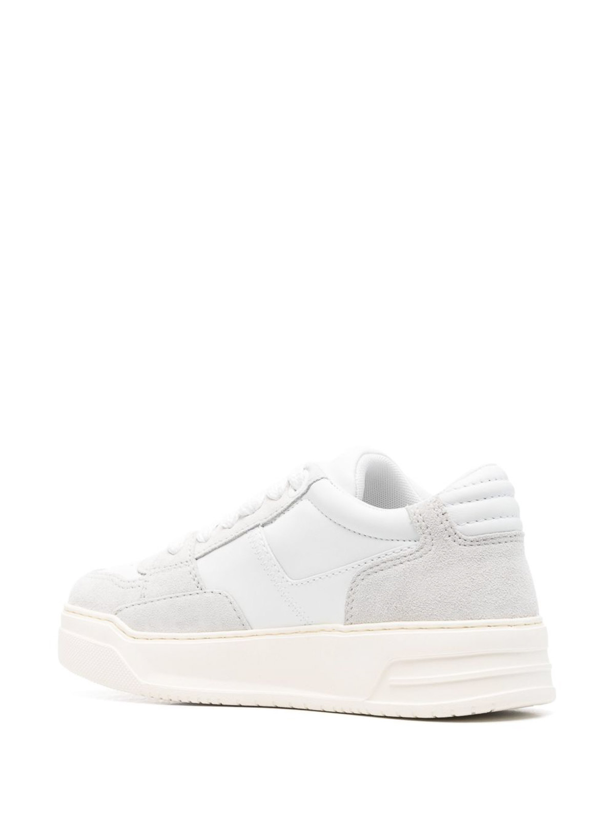 Hogan Perforated Toe Rubber Sole Suede Panels Sneakers In White