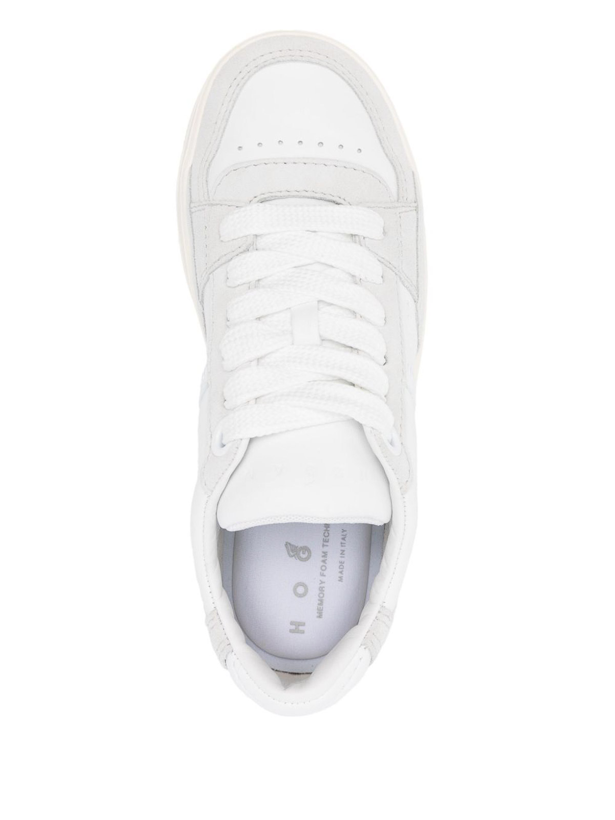 Hogan Perforated Toe Rubber Sole Suede Panels Sneakers In White