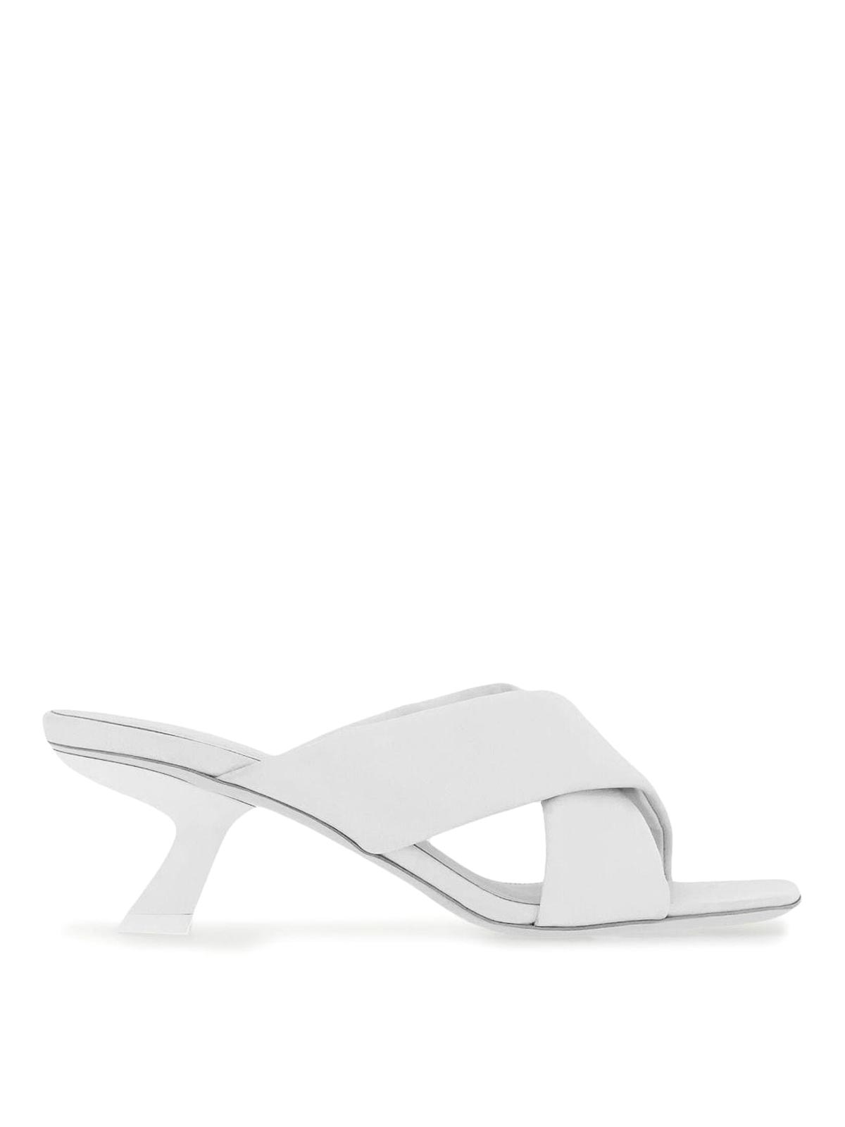 Ferragamo 55mm Crossover-strap Detail Mules In White
