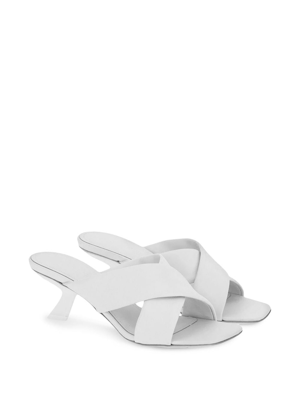 Ferragamo 55mm Crossover-strap Detail Mules In White