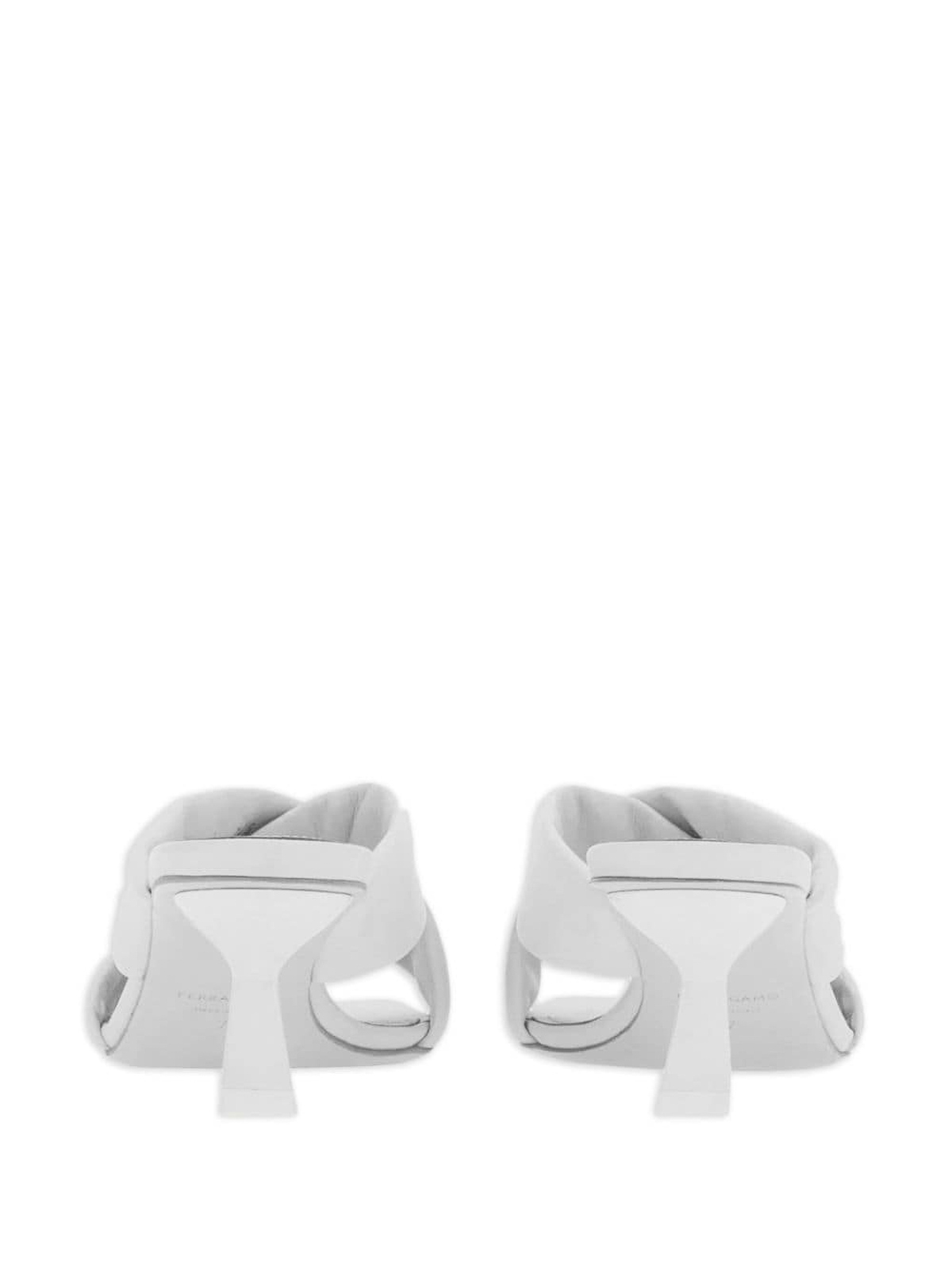 Ferragamo 55mm Crossover-strap Detail Mules In White