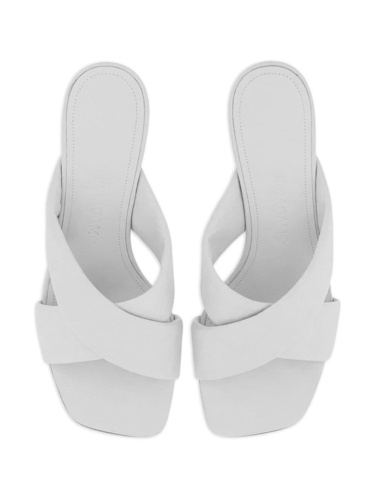 Ferragamo 55mm Crossover-strap Detail Mules In White