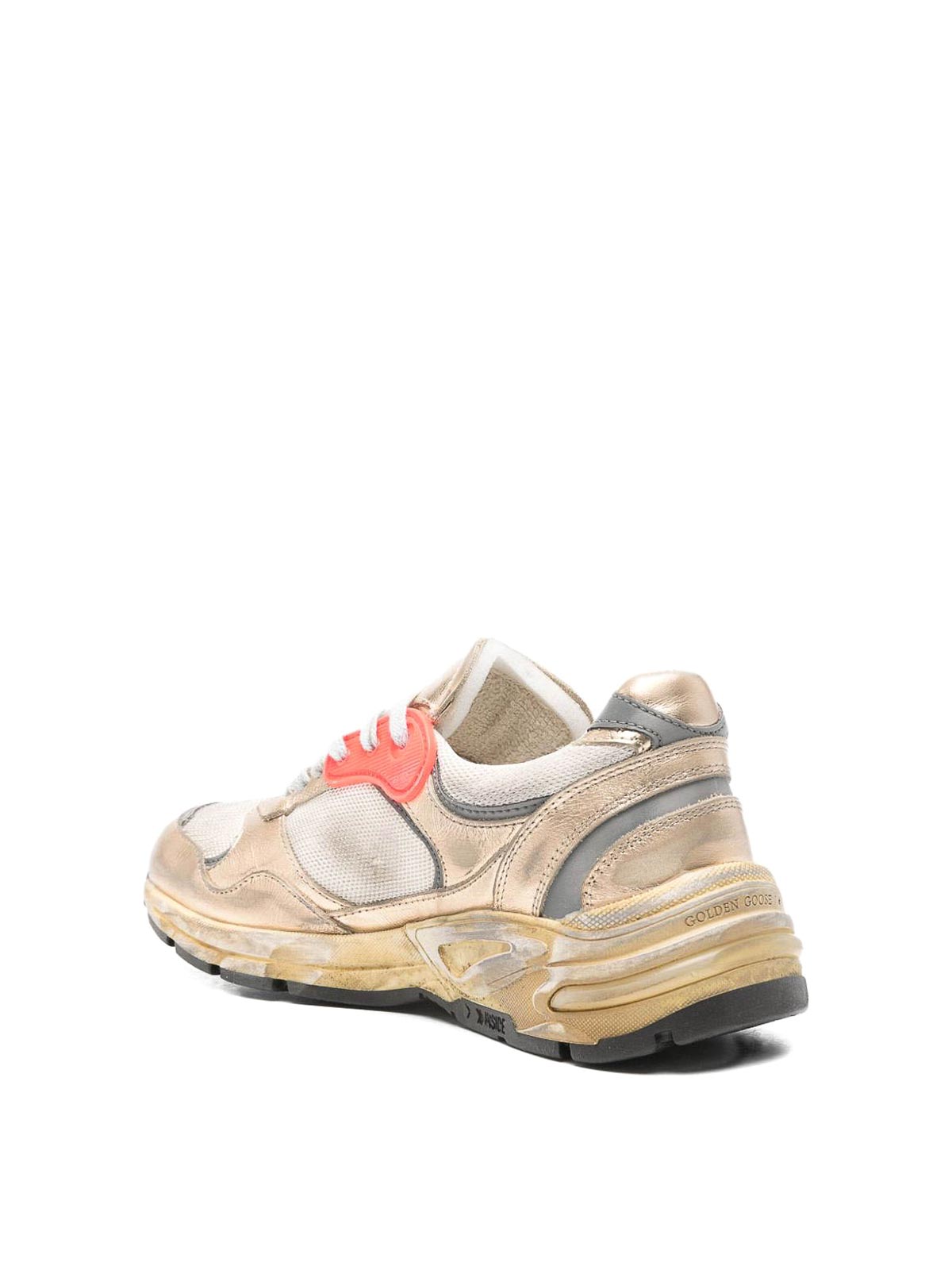 Golden Goose Dad-star Sneakers In Mesh And Gold Foiled Leather With White Leather Star In Multi