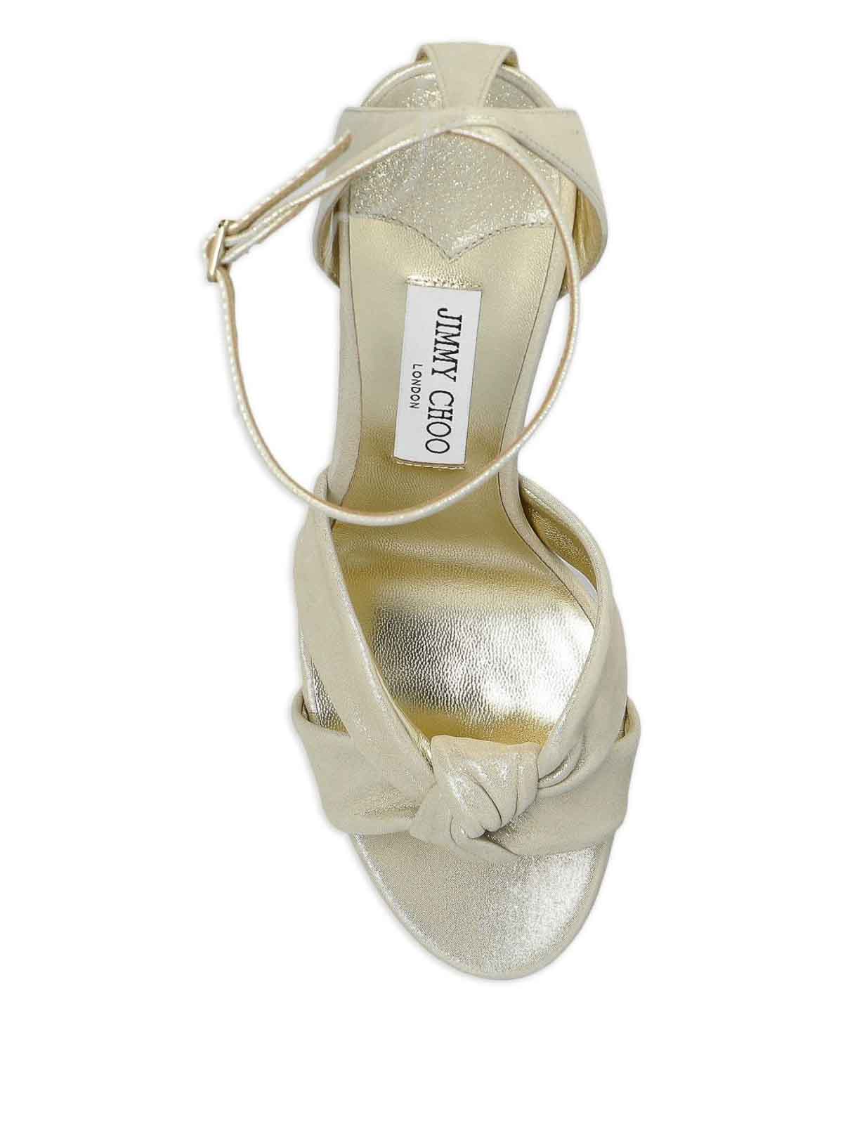 Jimmy Choo Rosie 100 Shimmering Suede Sandals In Gold