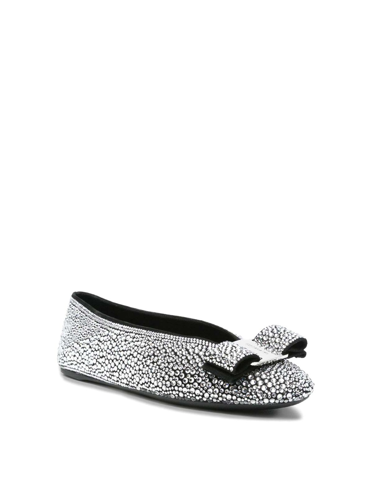 Ferragamo Ballerina Shoes With Bow And Embellishments In Black