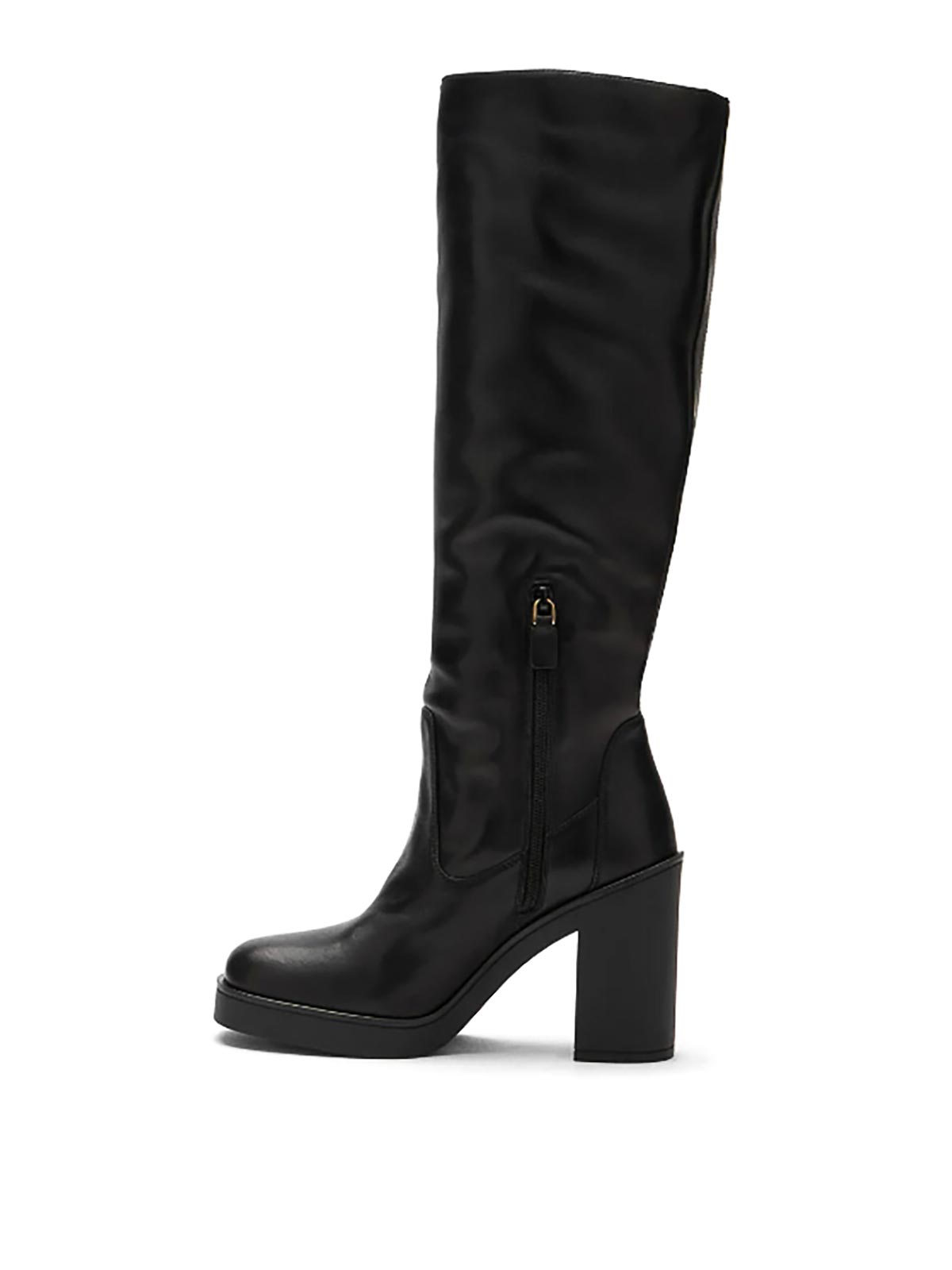 Stuart Weitzman Bethenny Leather Platform Knee Boots In Black