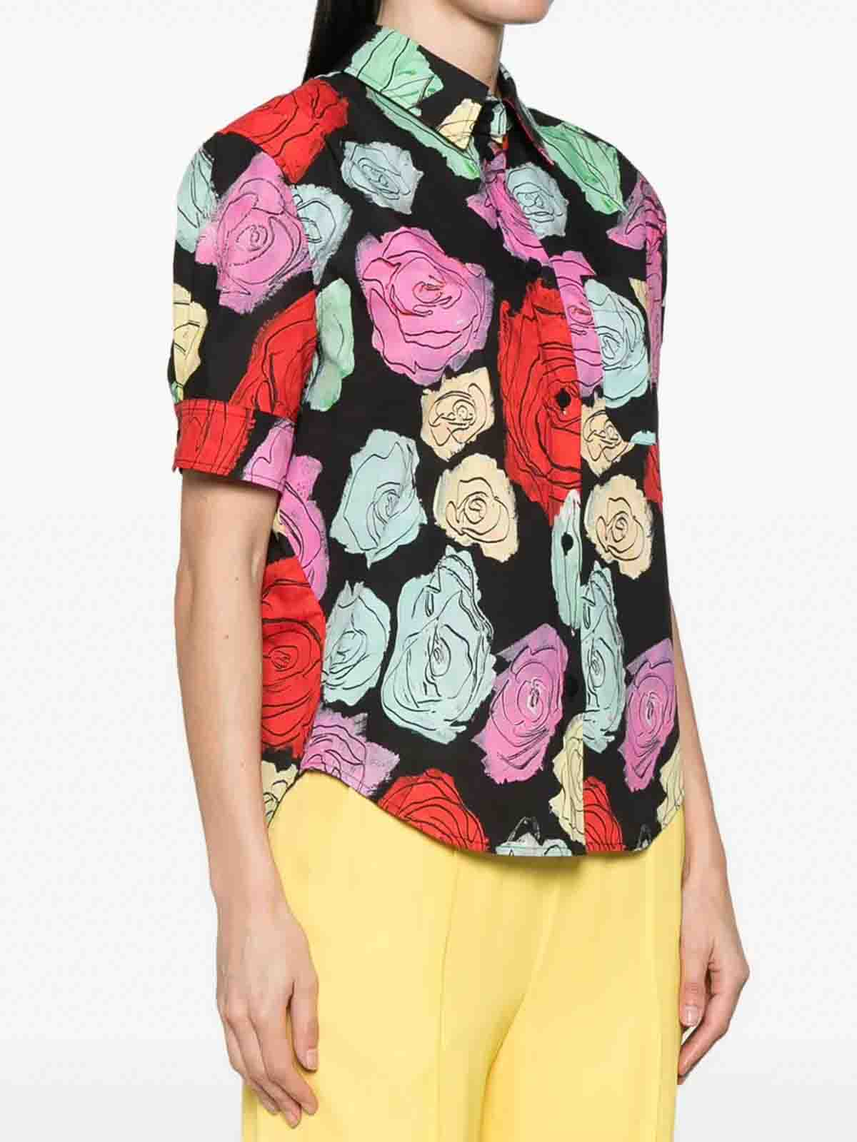 Marni Rose Scribble-print Short-sleeve Collared Shirt In Multi