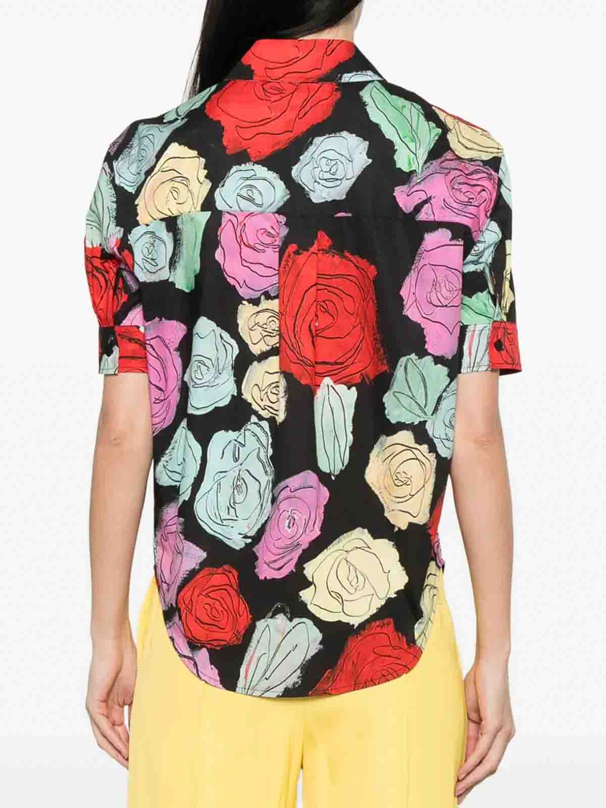 Marni Rose Scribble-print Short-sleeve Collared Shirt In Multi