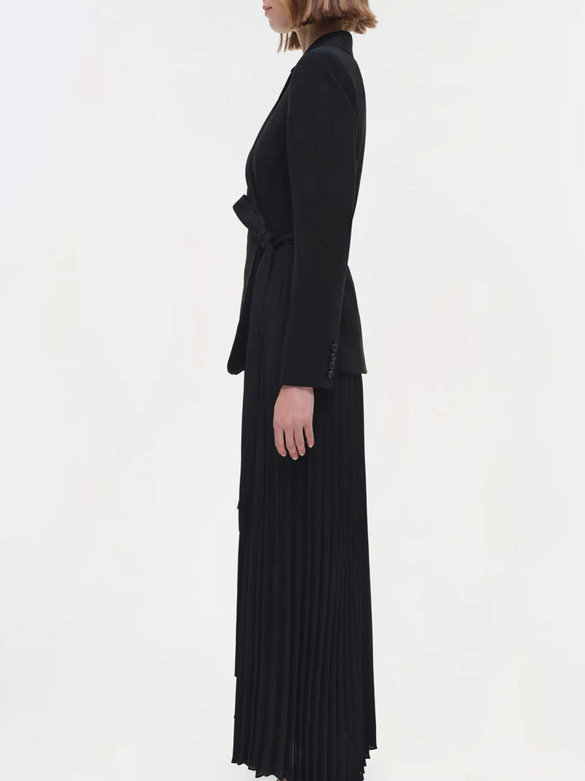 Simkhai Helena Pleated Crepe And Chiffon Midi Dress In Black