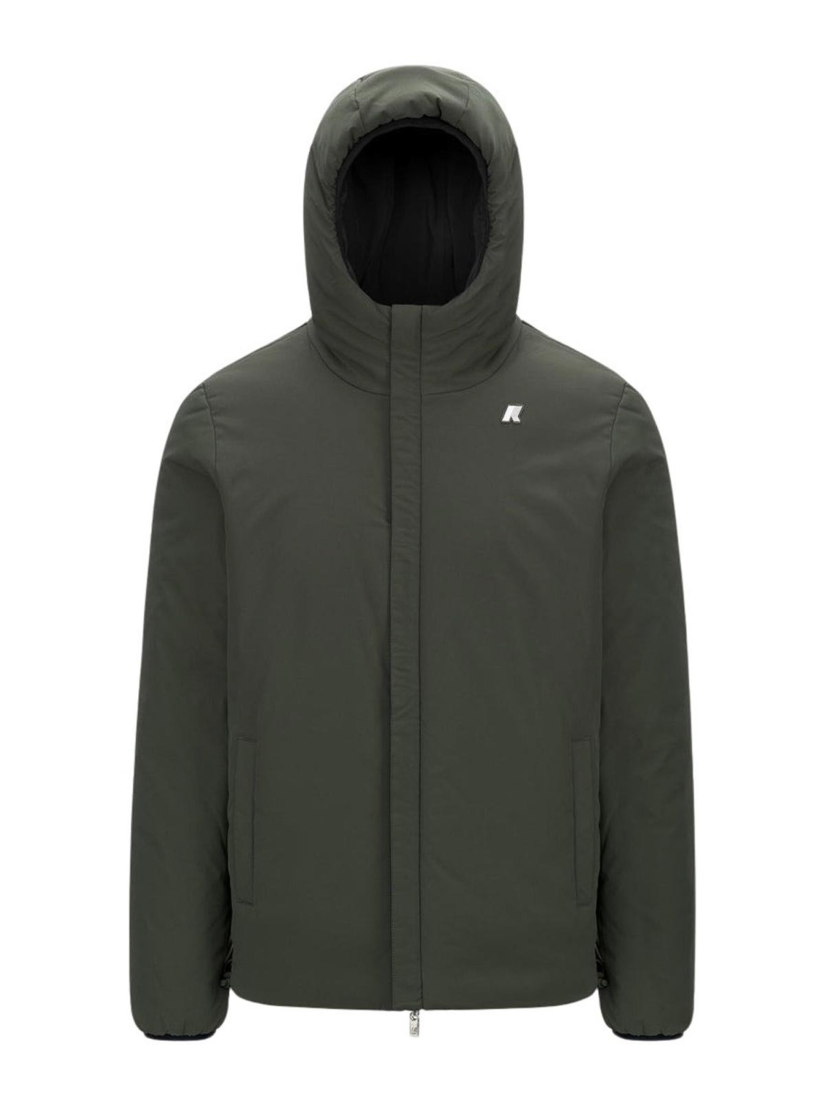 K-way Black Jacket With Hood And Zip In Brown
