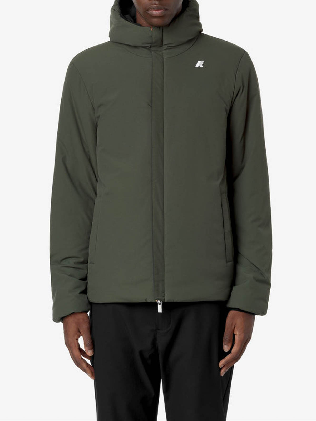 K-way Black Jacket With Hood And Zip In Brown