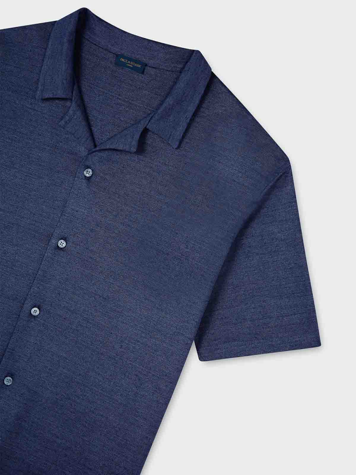 Paul & Shark Jersey Linen Shirt In Blue