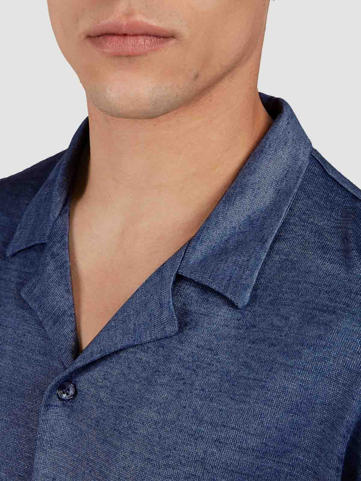 Paul & Shark Jersey Linen Shirt In Blue