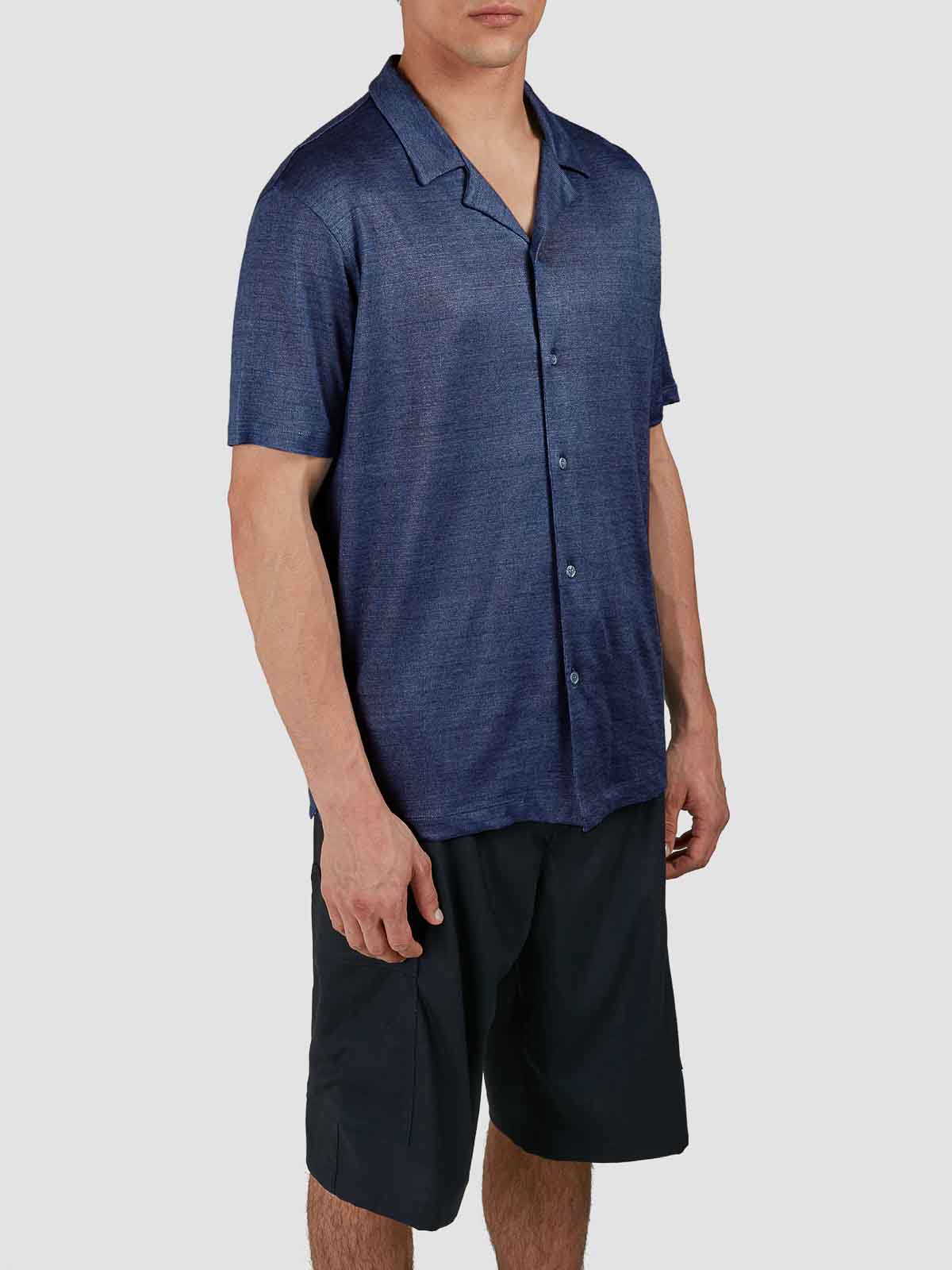Paul & Shark Jersey Linen Shirt In Blue
