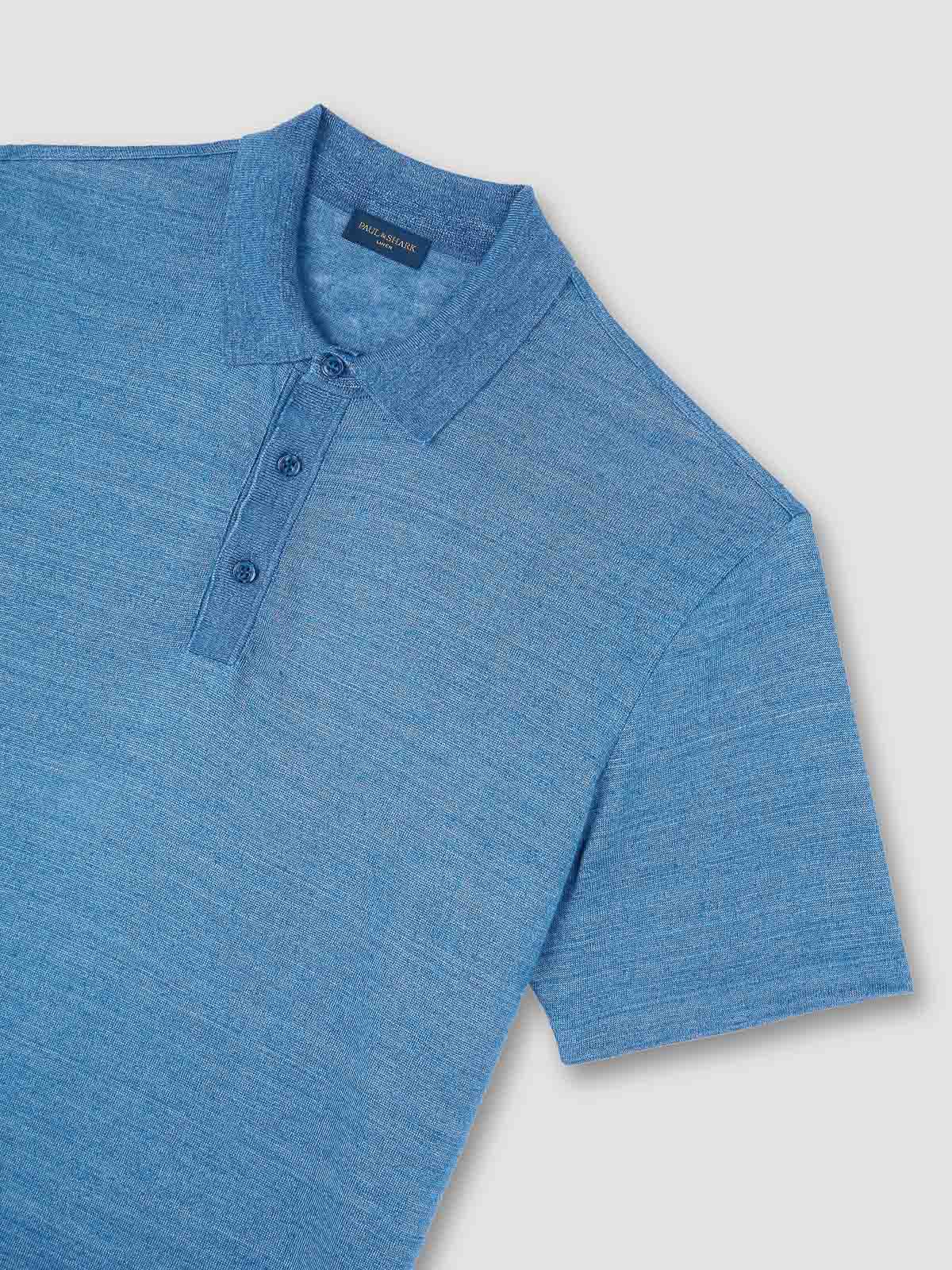 Paul & Shark Polo In Jersey Di Lino In Blue