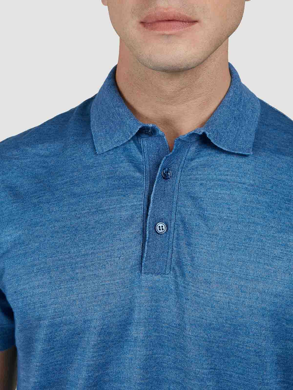 Paul & Shark Polo In Jersey Di Lino In Blue