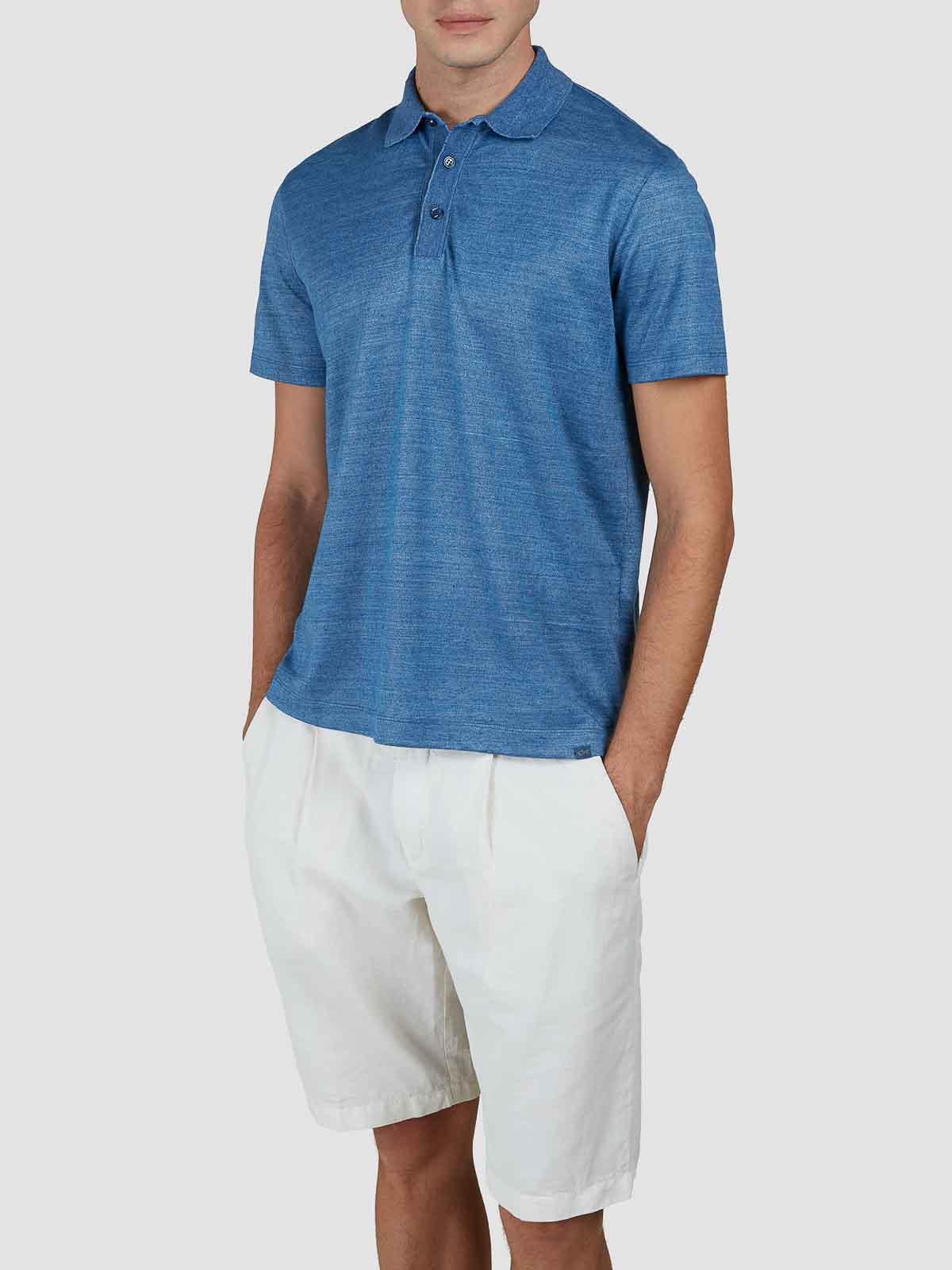 Paul & Shark Polo In Jersey Di Lino In Blue