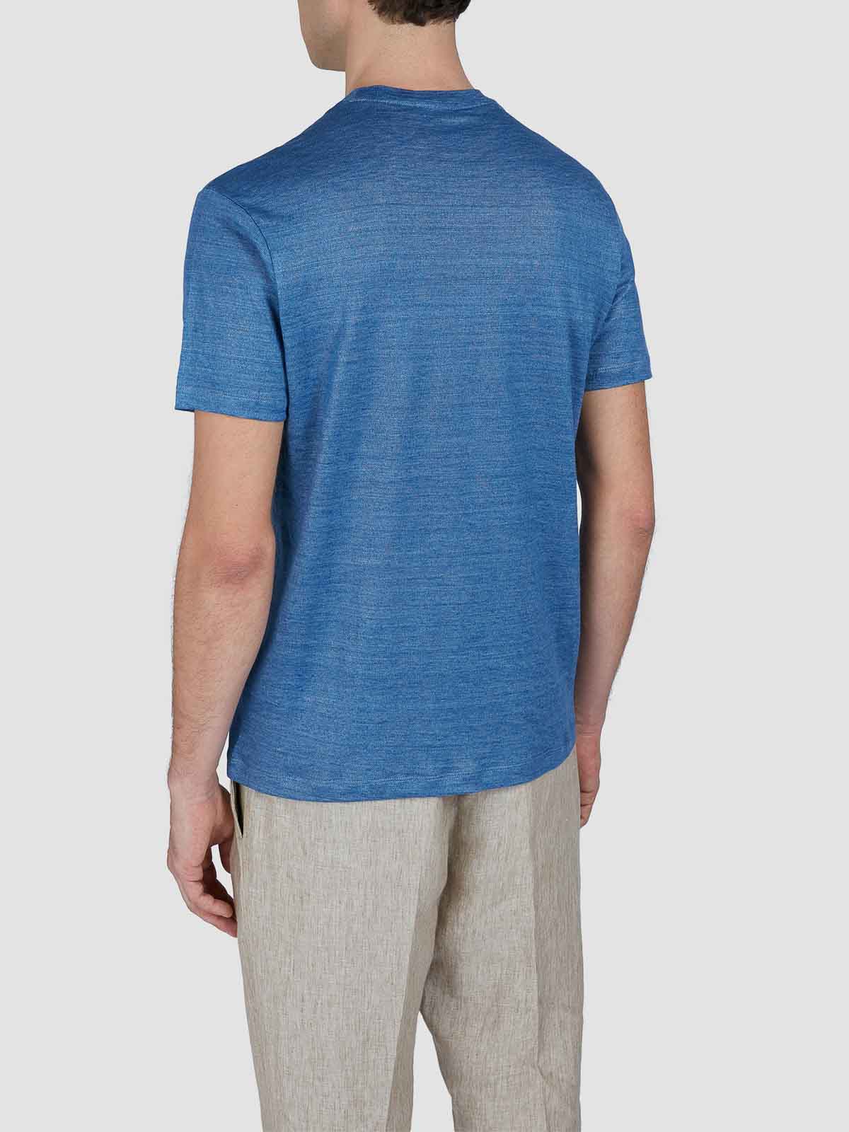 Paul & Shark T-shirt In Light Jersey Di Cotone Tinto Capo In Blue