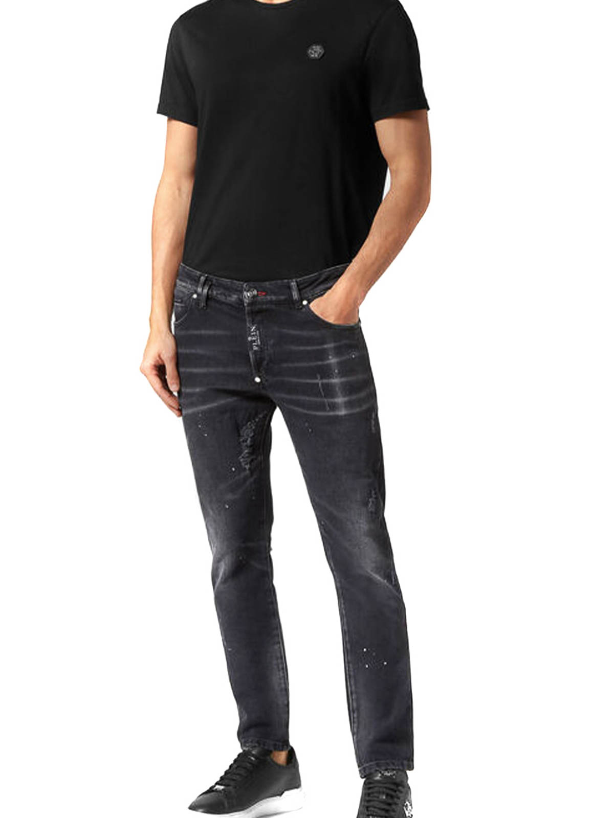 Philipp Plein Mid-rise Slim-fit Jeans In Black