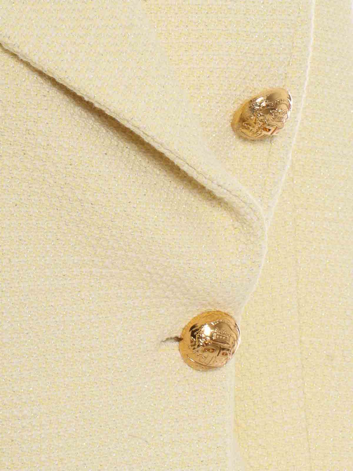Elisabetta Franchi Textured Double-breasted Tailored Jackets In Blue