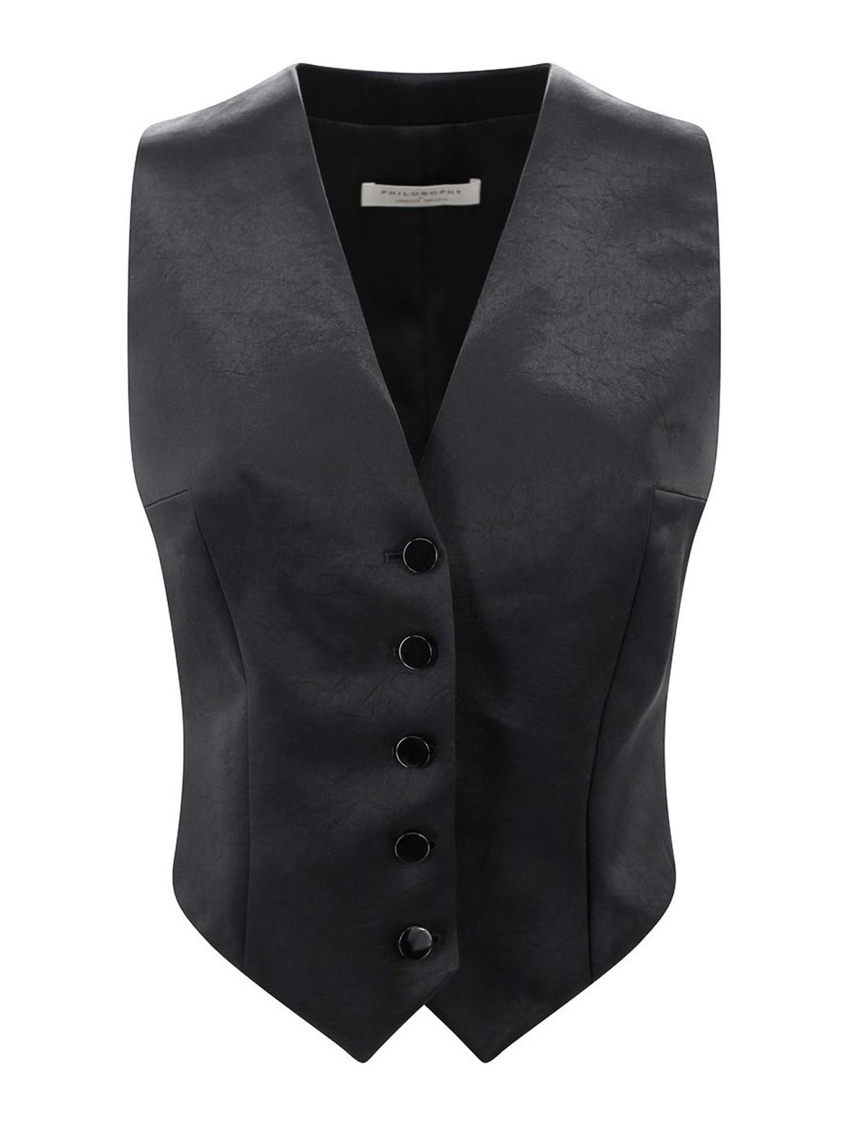 Philosophy Di Lorenzo Serafini V-neck Waistcoat Tailored Asymmetrical Hem In Black