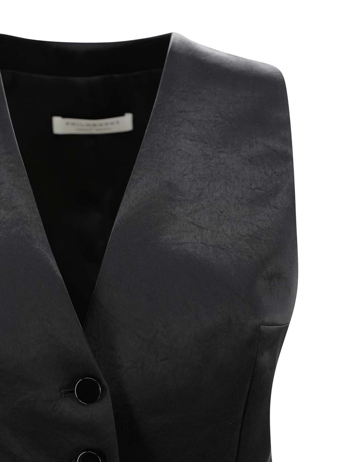 Philosophy Di Lorenzo Serafini V-neck Waistcoat Tailored Asymmetrical Hem In Black