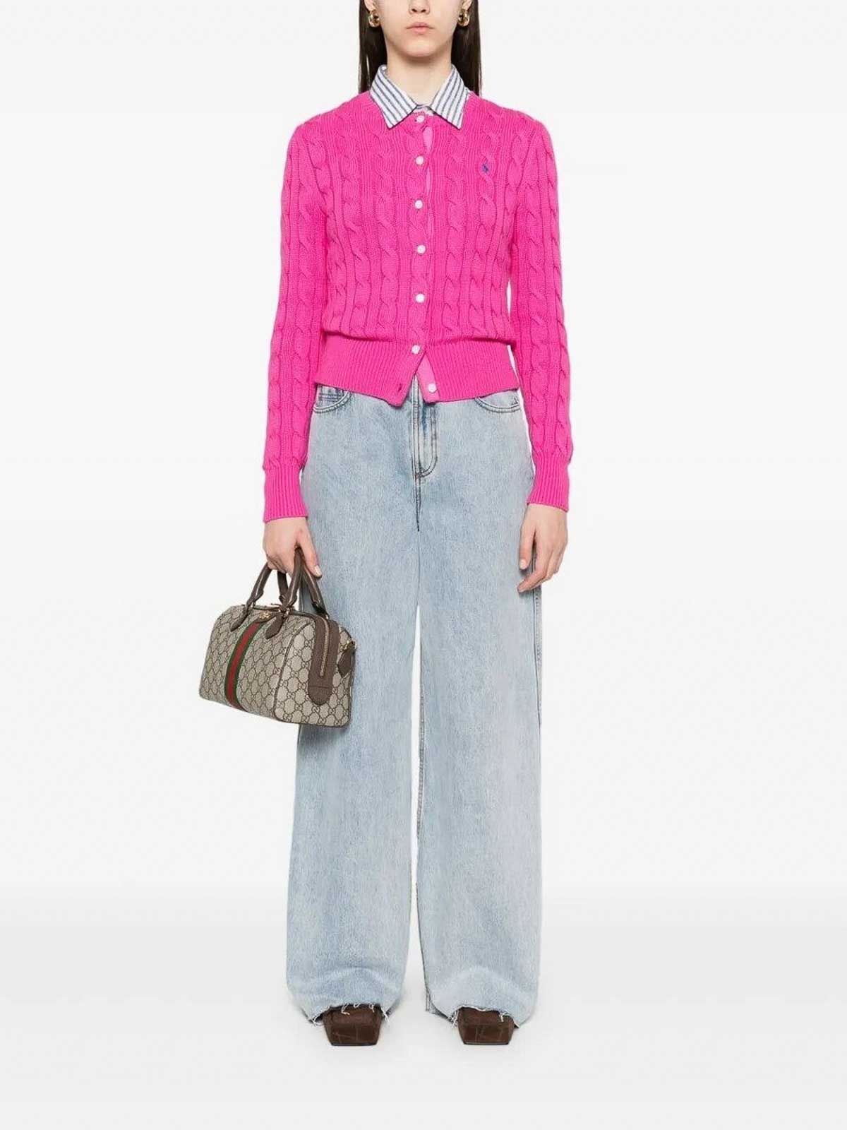 Polo Ralph Lauren Cable-knit Cashmere Blend Cardigan With Iconic Embroidered Pony In Red