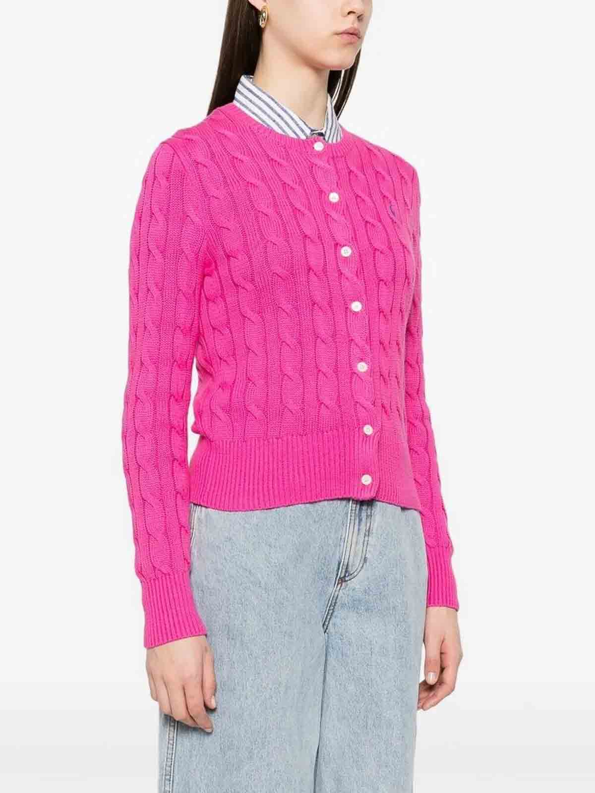 Polo Ralph Lauren Cable-knit Cashmere Blend Cardigan With Iconic Embroidered Pony In Red