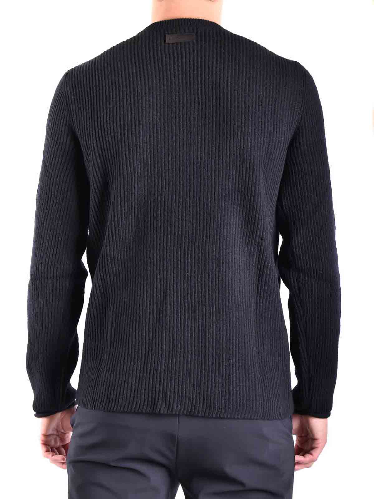 Moschino Ribbed Black Wool Knitwear With Decorative Button Accents In Black