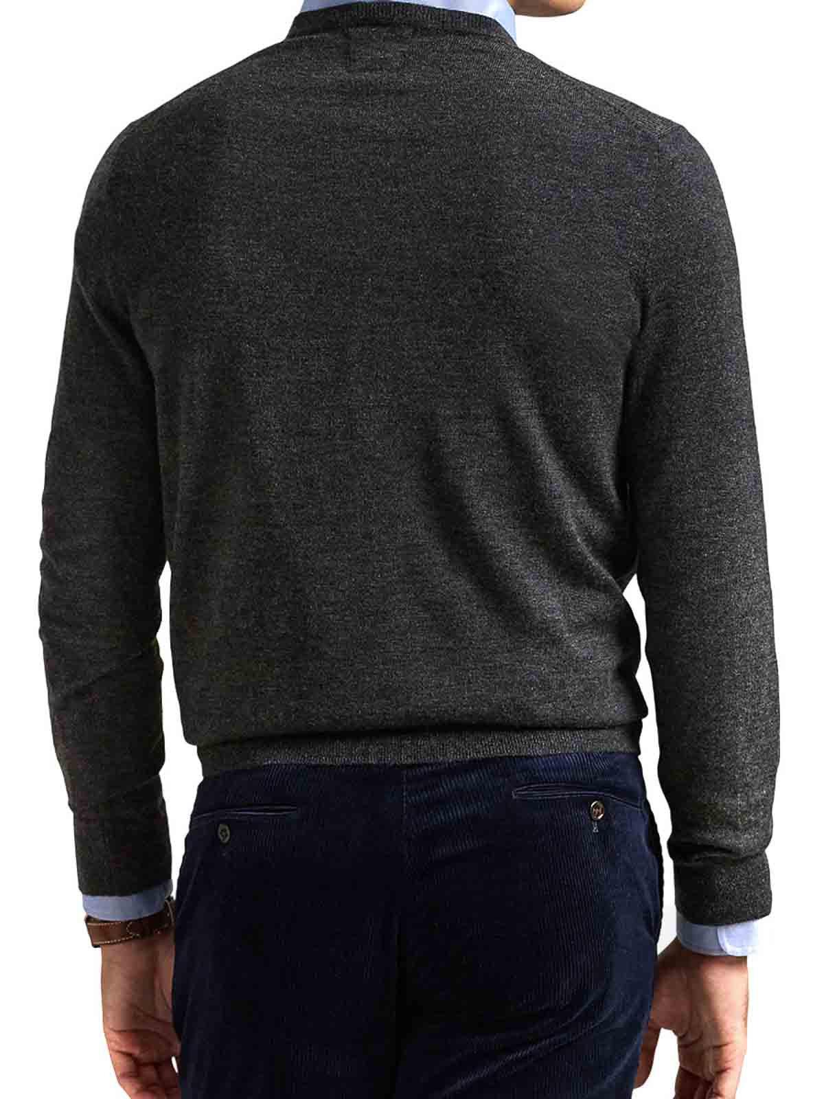 Polo Ralph Lauren Ribbed Cuff Long Sleeve Crew Neck Sweater In Gray