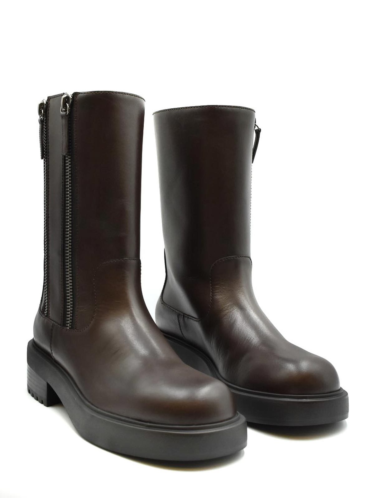 Giuseppe Zanotti Leather Ankle Boots In Brown