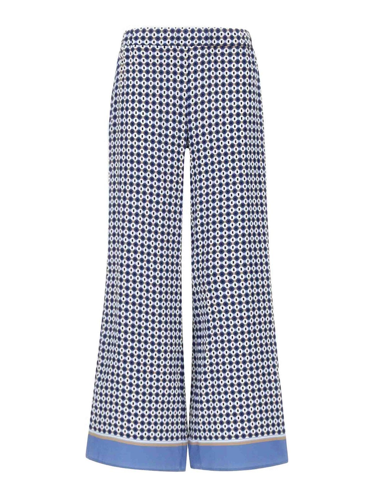 Kangra Cashmere Wide-leg Pants With Geometric Pattern In Blue