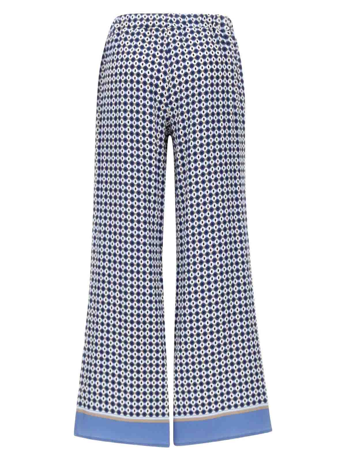 Kangra Cashmere Wide-leg Pants With Geometric Pattern In Blue