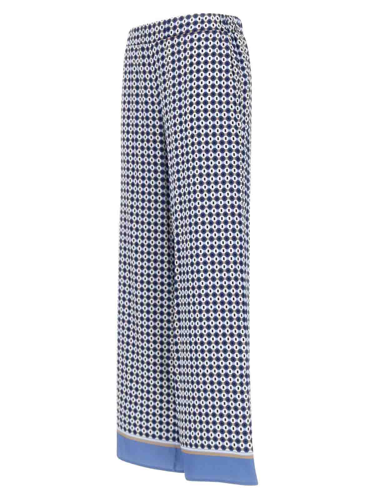 Kangra Cashmere Wide-leg Pants With Geometric Pattern In Blue