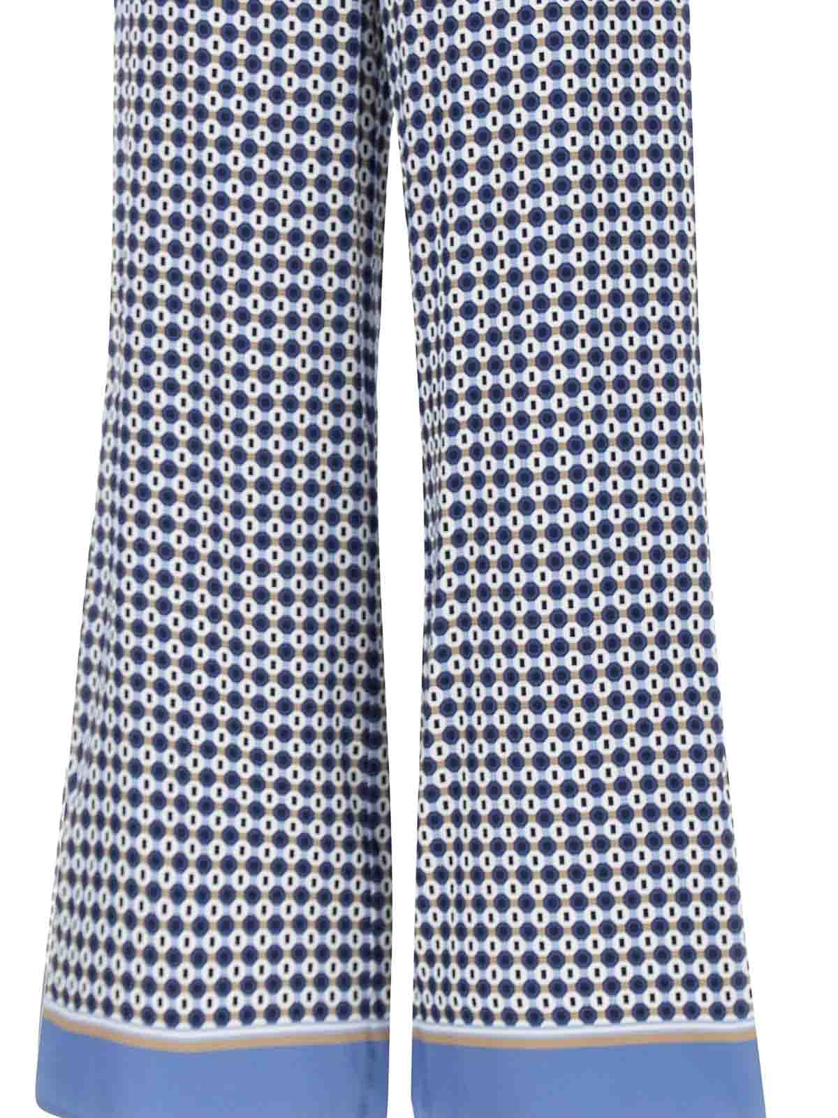 Kangra Cashmere Wide-leg Pants With Geometric Pattern In Blue